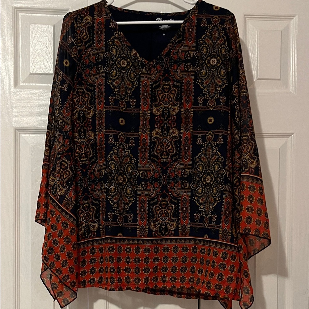 Wrangler Black and Orange Patterned Blouse